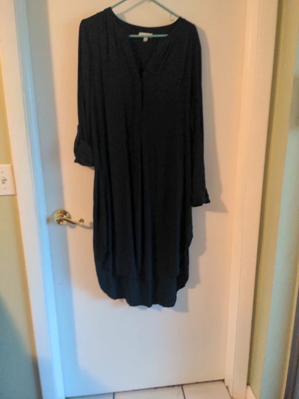 Simple Navy Long Sleeve Tunic Dress